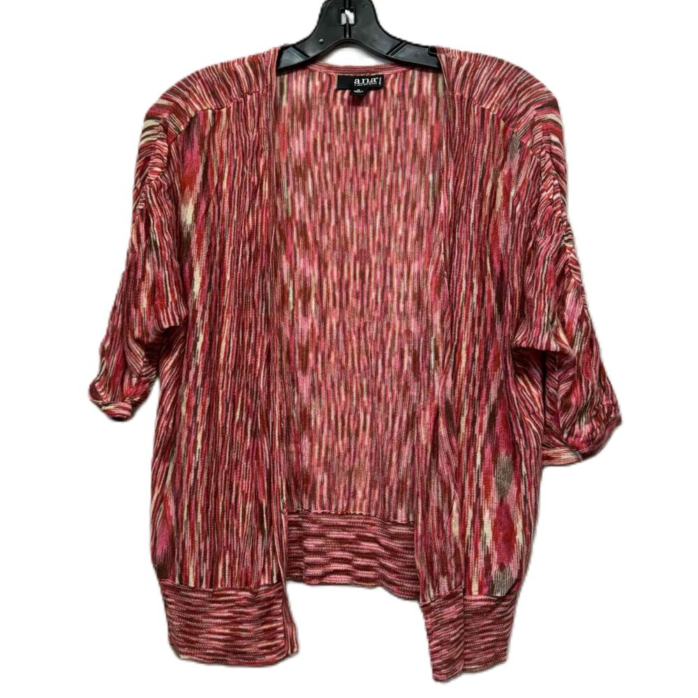 ANA Knit Open Front Cardigan Patterned Three Quarter Sleeves Womens Petite Large